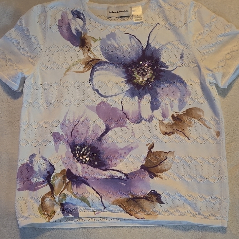Alfred Dunner White and Purple Kids Top